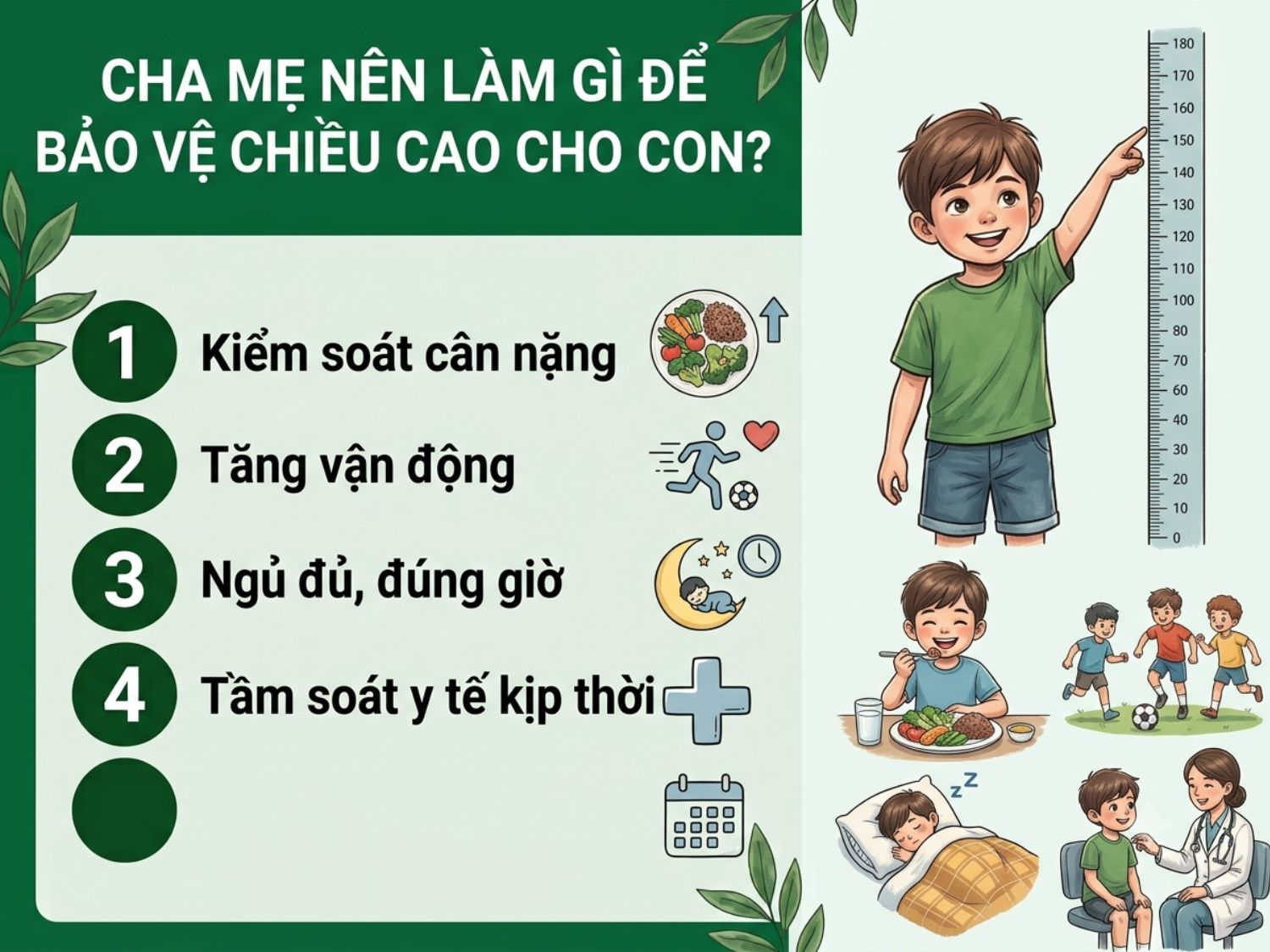 Phụ huynh nên kiểm soát cân nặng của trẻ, tăng thời gian vận động, ngủ đúng giờ